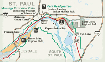 map of Mississippi River at St. Paul